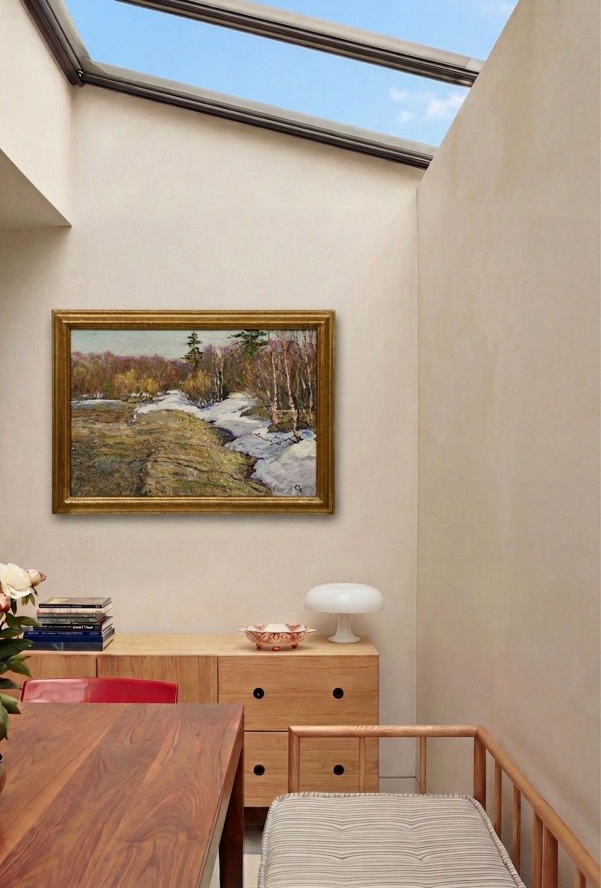 Vladimir Skriabin (1927 1989) Framed Mid 20th Century Oil, Last Snow photo for sale
