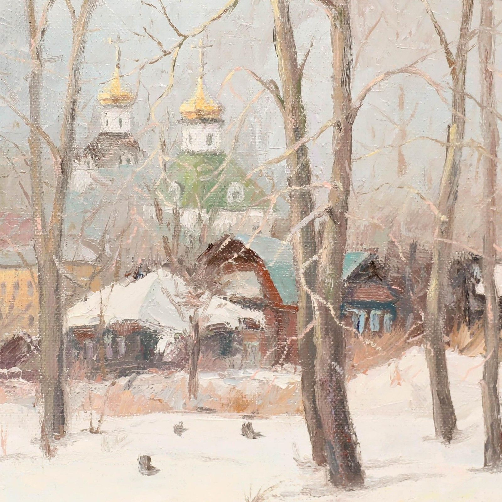 20th Century Oil Winter Woodland photo vinterior