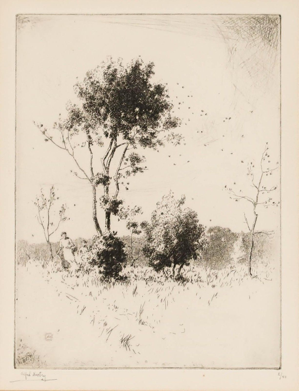 Alfred Hartley (1855 1933) Early 20th Century Etching, Autumn Breezes photo furniture