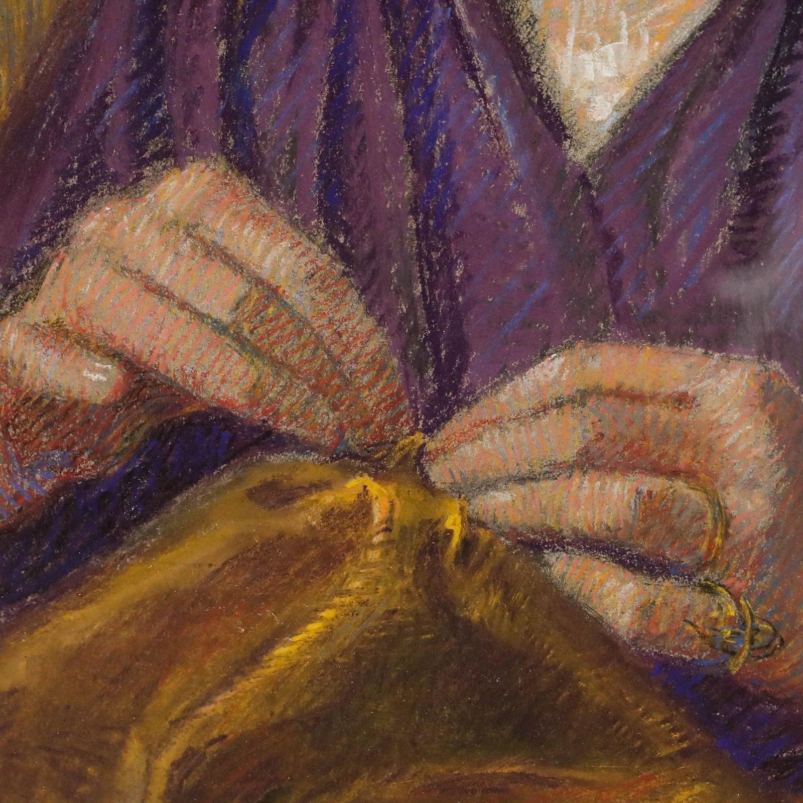 French School Late 19th Century Pastel Portrait Of A Lady Sewing photo 395.0