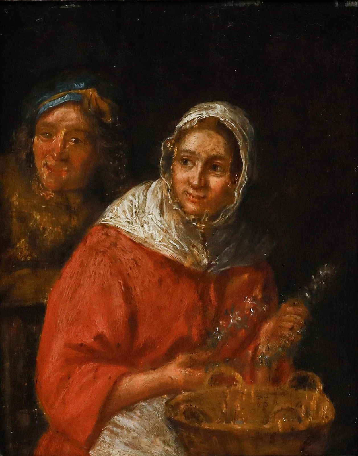 Dutch School 18th Century Oil Girl In A Red Cape photo furniture