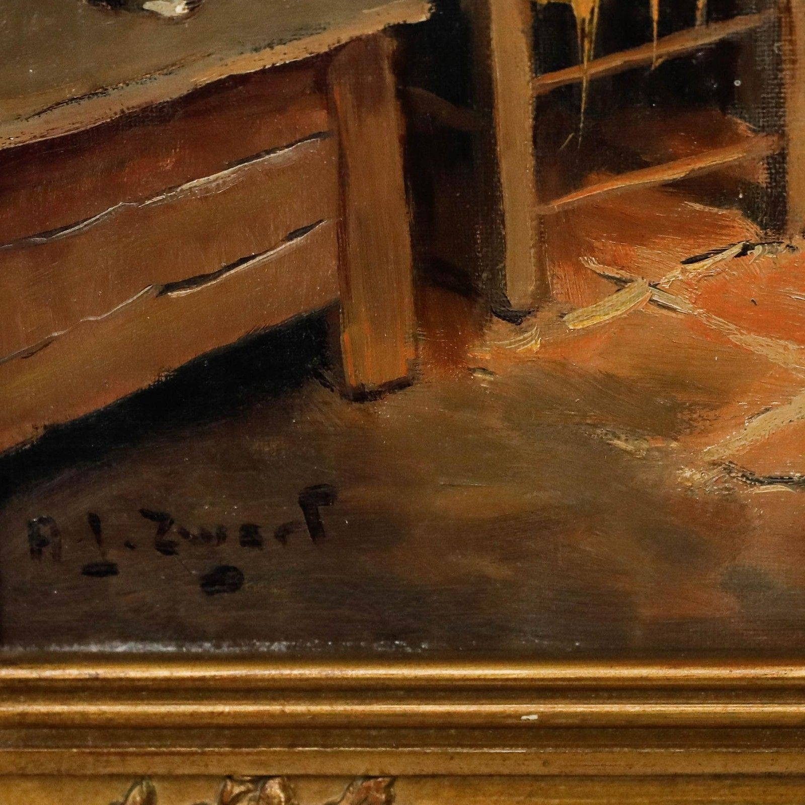 photo furniture Arie J. Zwart (1903 1981) Framed Mid 20th Century Oil, Old Brabant Interior