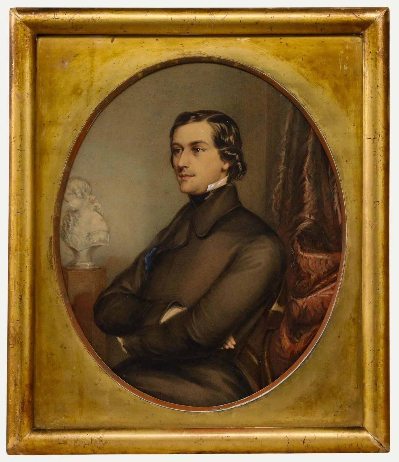 Framed 19th Century Watercolour Portrait Of A Gentleman