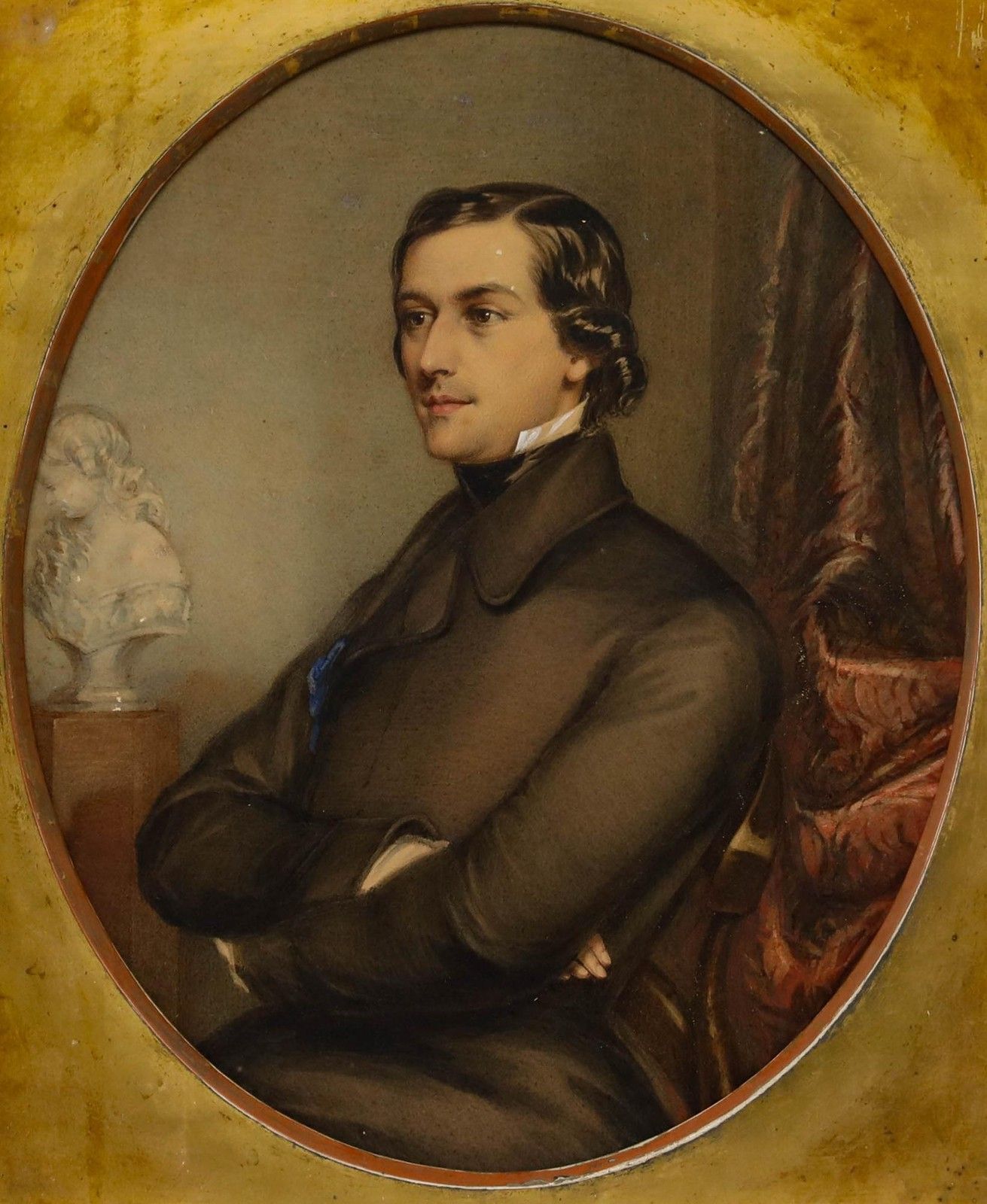 Framed 19th Century Watercolour Portrait Of A Gentleman photo furniture