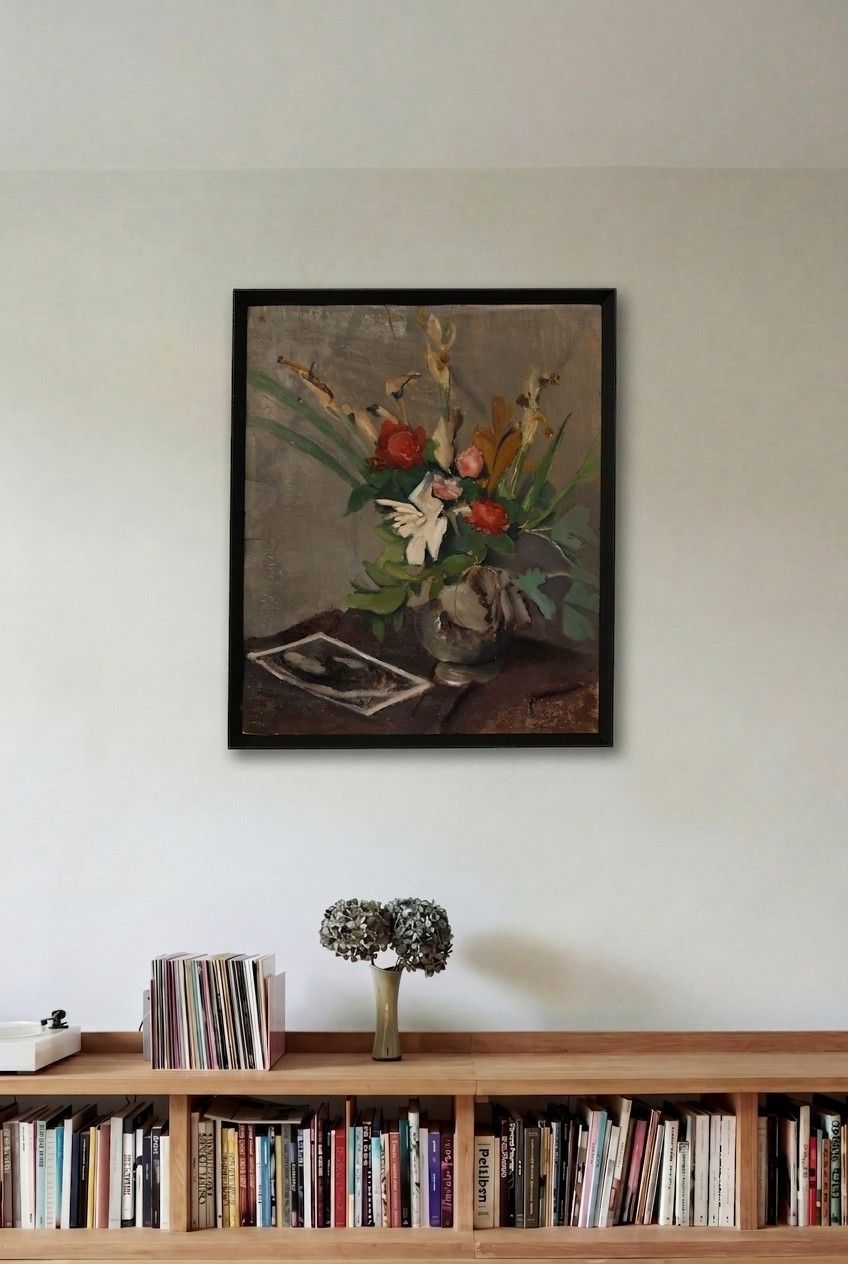 Cecile Hertz Eyrolles (1875 1974) Oil, Still Life With Bouquet photo for sale