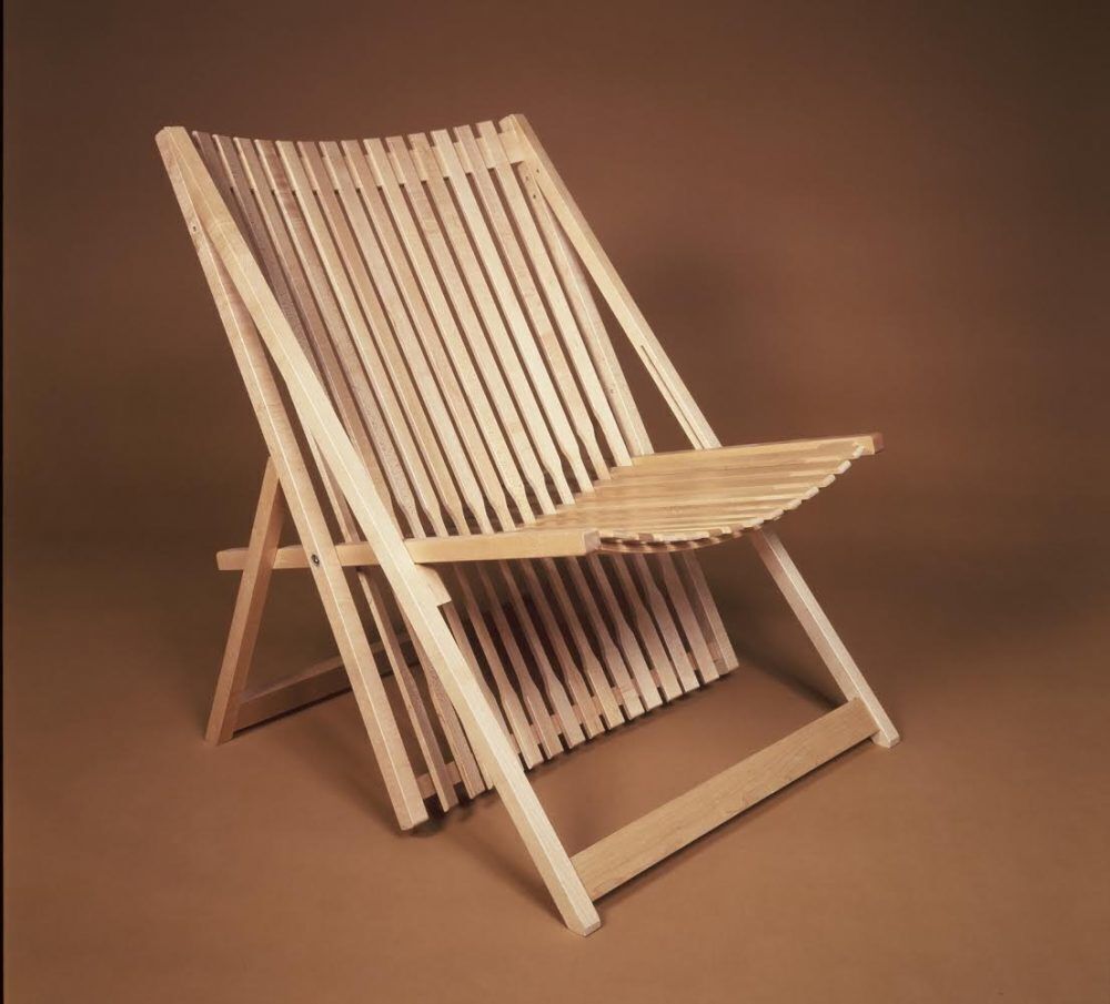 Jean Claude Duboys (1938 1999) Folding Fireside Chair In Maple. Model A1 Circa 1980. Period Edition