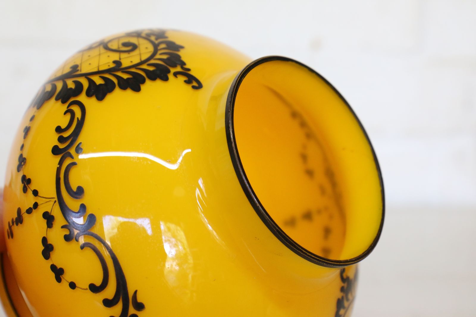 An Antique Bohemian Tango Art Glass Vase Kralik Loetz Very Striking Orange & Black photo vintage
