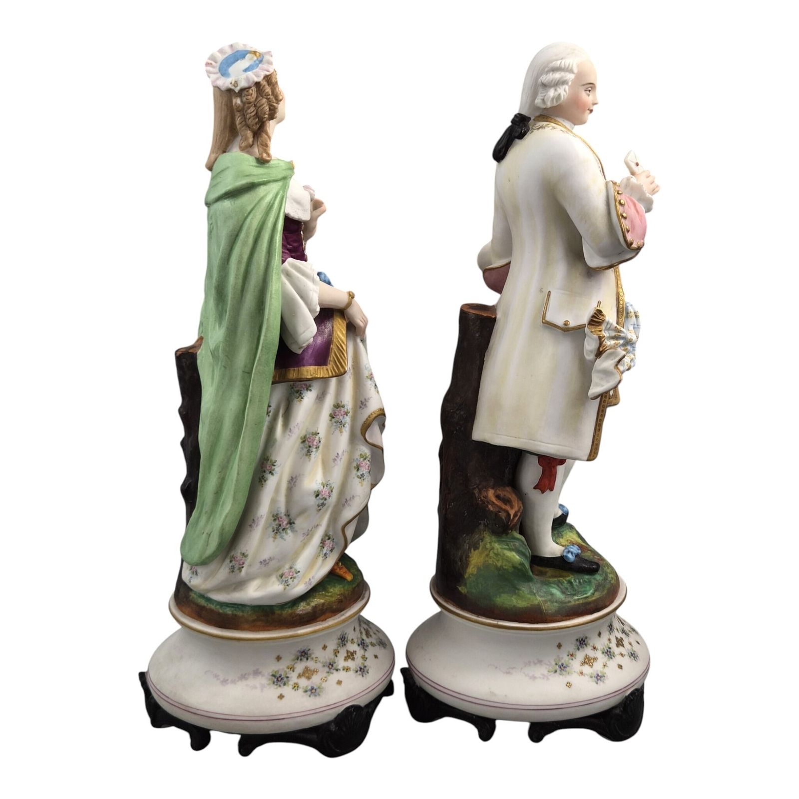 Letu & Mauger Paris Large Romantic Biscuit Porcelain Figures Pair C1860s photo Art