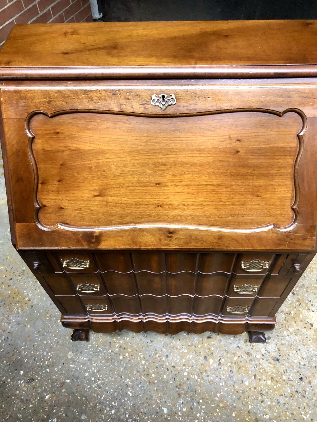 Georgian Serpentine Front Bureau With Claw And Ball Feet photo for sale