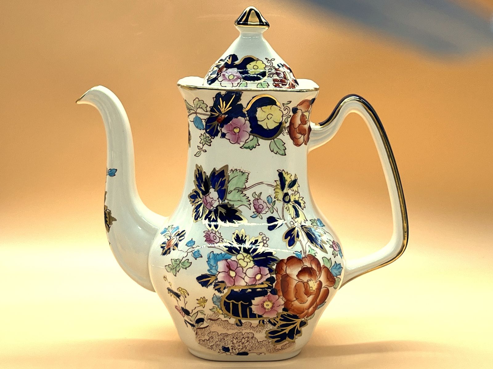 Vintage Masons Ironstone Mandarin Design Coffee Pot. 2 Pint Capacity.