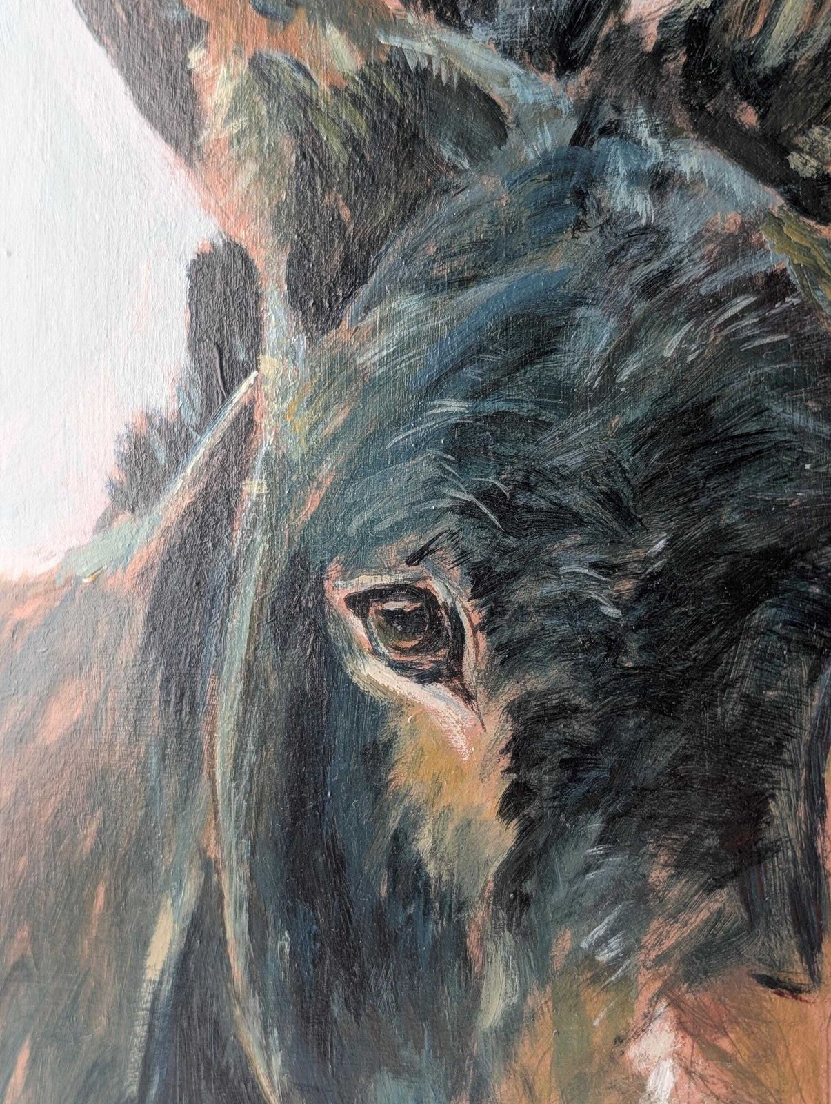 Oil On Panel, Portrait Of A Donkey, 20th Century. photo for sale