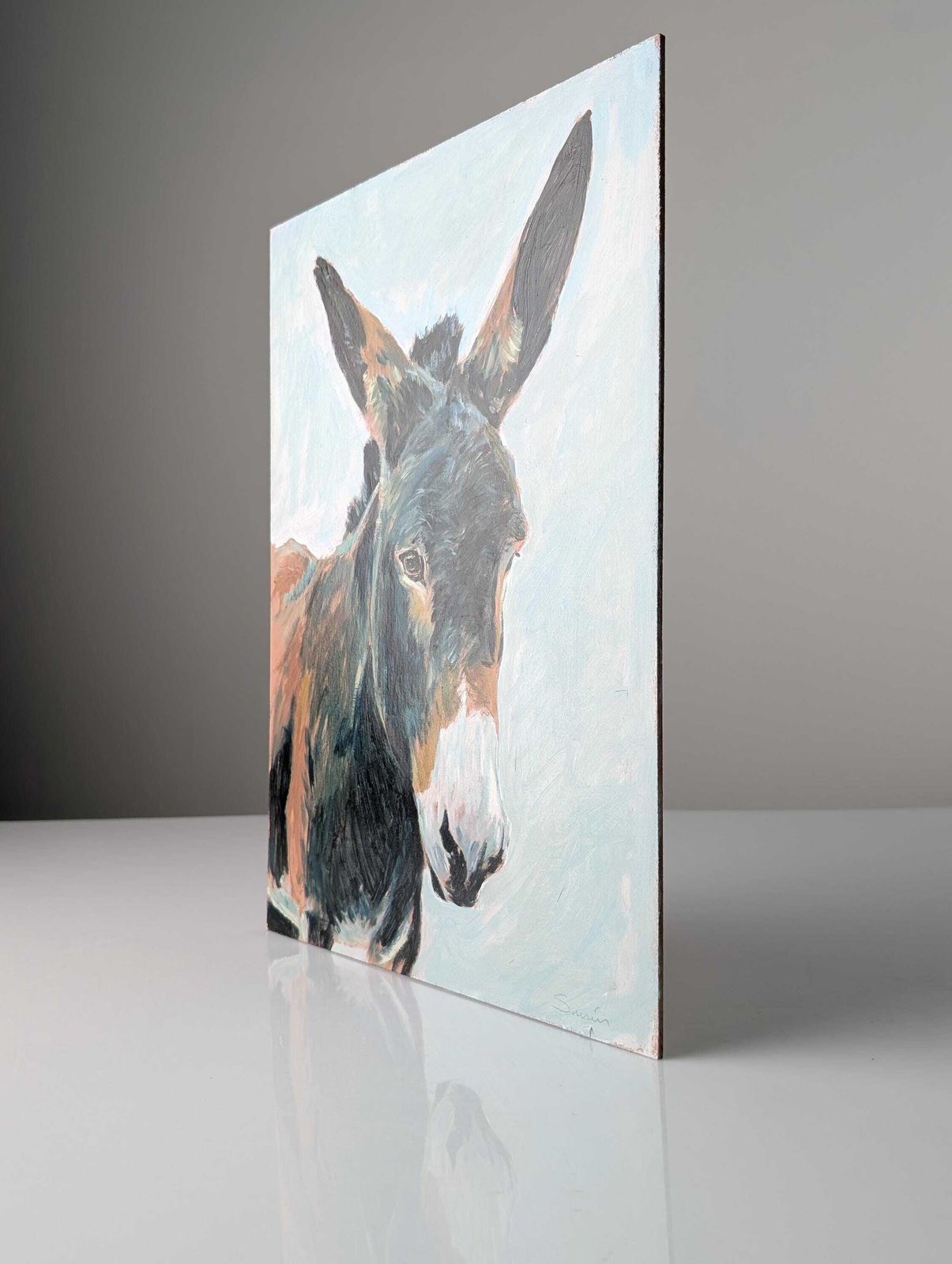 photo furniture Oil On Panel, Portrait Of A Donkey, 20th Century.