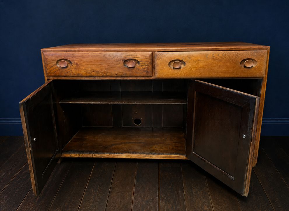Vintage Ercol Windsor Elm Sideboard   Midcentury Modern Restored photo furniture