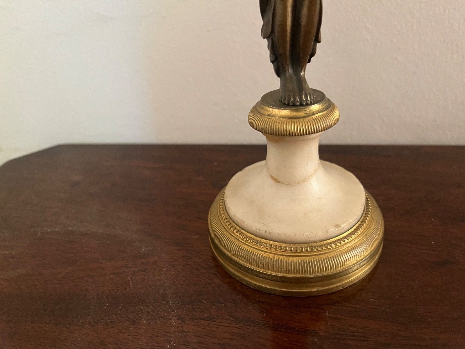 Home Decor Antique Pair Of  Bronze Candlesticks Neo Classical Louis XVI Style photo
