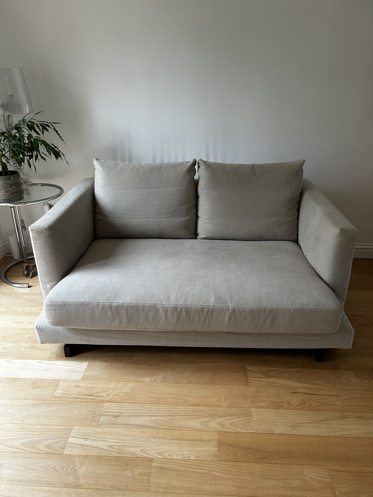 Tc S Harper 2 Seater Sofa   Soft Chenille Fabric On A Elevated Base Of Black Stained Ash Wood   Crafted In The Uk