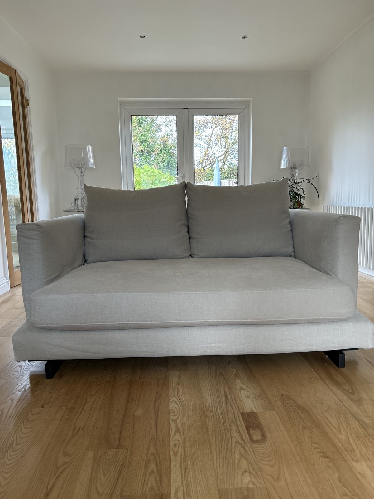 Tc S Harper 2 Seater Sofa   Soft Chenille Fabric On A Elevated Base Of Black Stained Ash Wood   Crafted In The Uk photo vintage