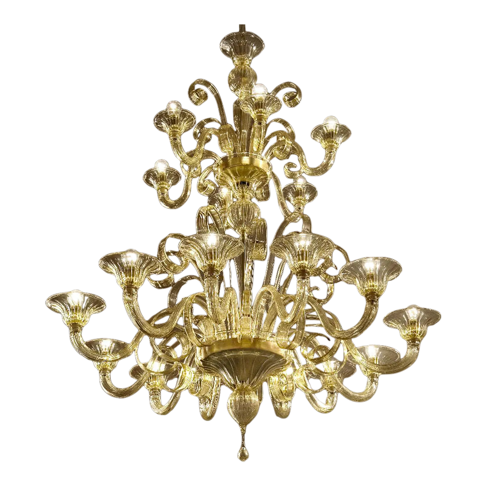 Contemporary Champagne Venetian "Curls" Murano Blown Chandelier