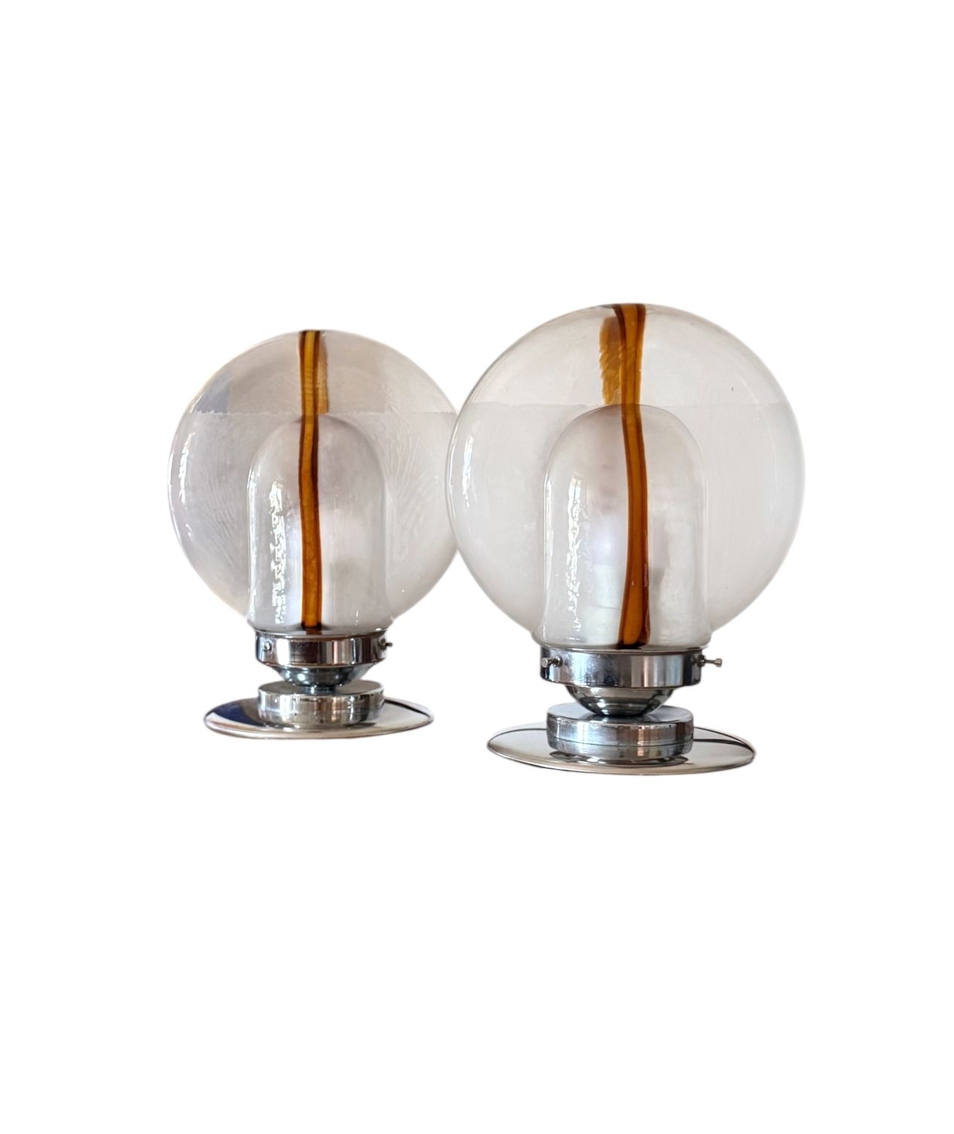 Toni Zuccheri, Set Of 2 Of Murano Blown Glass Lamps, Mazzega, Murano Italy 1970s