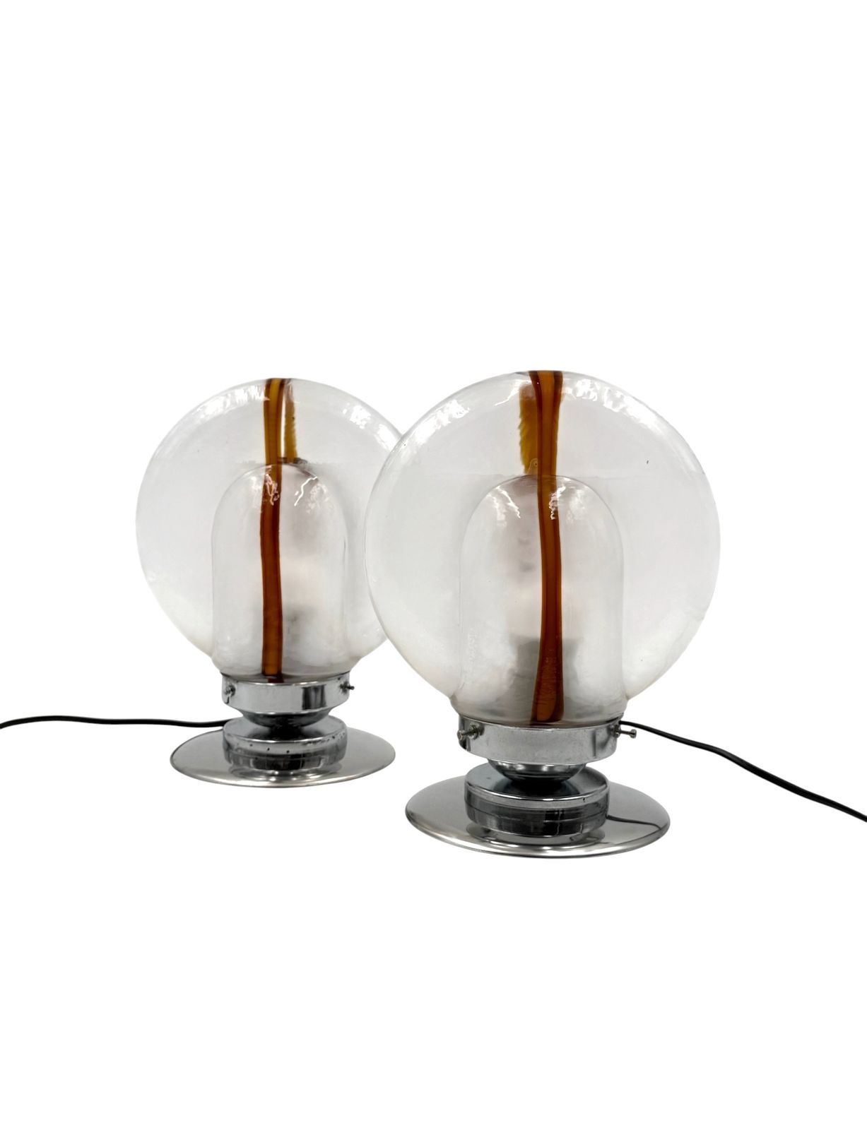 Toni Zuccheri, Set Of 2 Of Murano Blown Glass Lamps, Mazzega, Murano Italy 1970s photo for sale