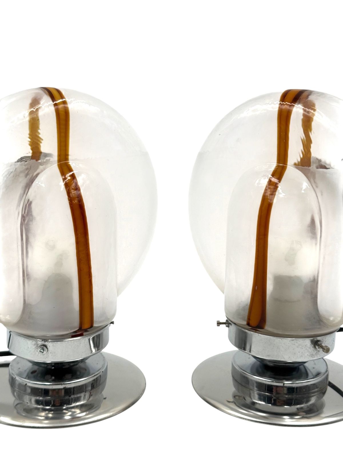 Toni Zuccheri, Set Of 2 Of Murano Blown Glass Lamps, Mazzega, Murano Italy 1970s photo buy