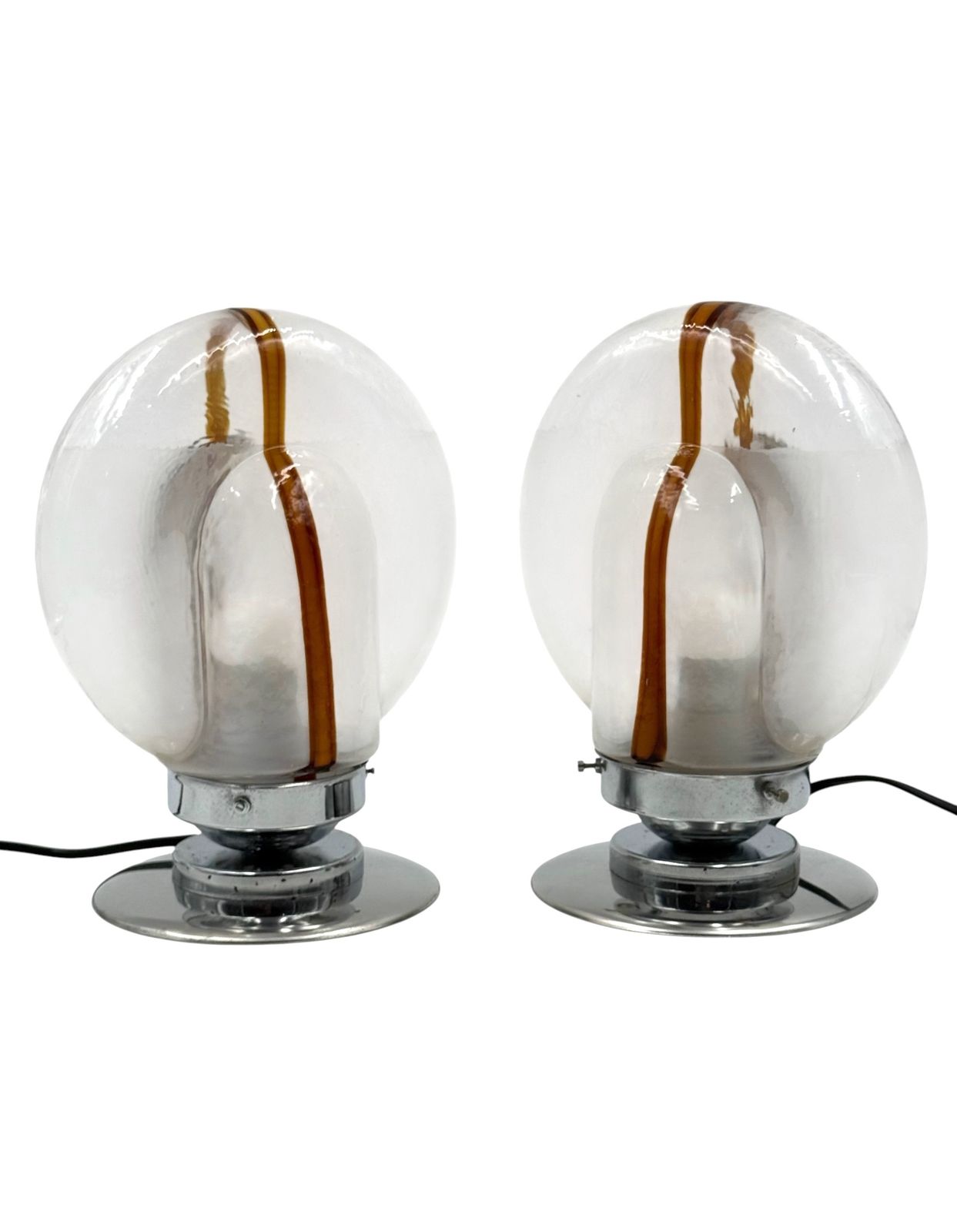 Toni Zuccheri, Set Of 2 Of Murano Blown Glass Lamps, Mazzega, Murano Italy 1970s photo vintage