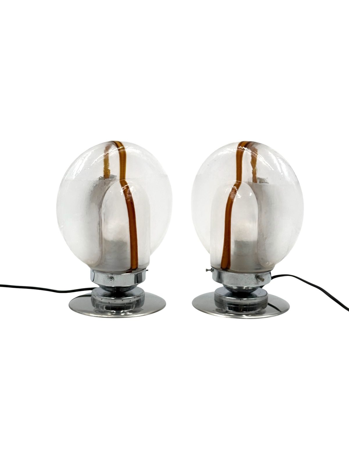 photo furniture Toni Zuccheri, Set Of 2 Of Murano Blown Glass Lamps, Mazzega, Murano Italy 1970s