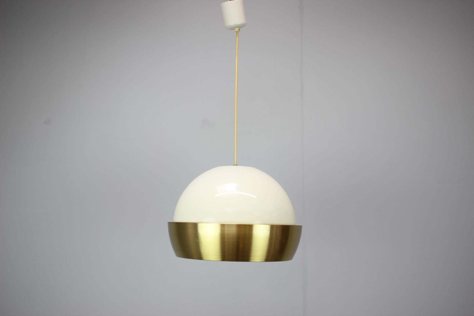 1970s European Mid Century Modern Brass Metal Space Age Pendant Lamp photo for sale