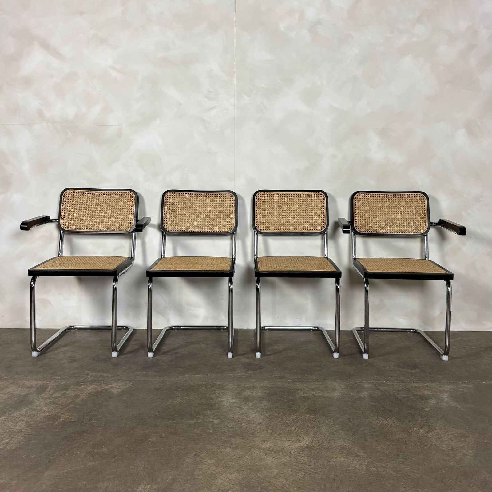 Four Black Cane Rattan Marcel Breuer Cesca Dining Chairs Mid Century Retro Mcm photo for sale