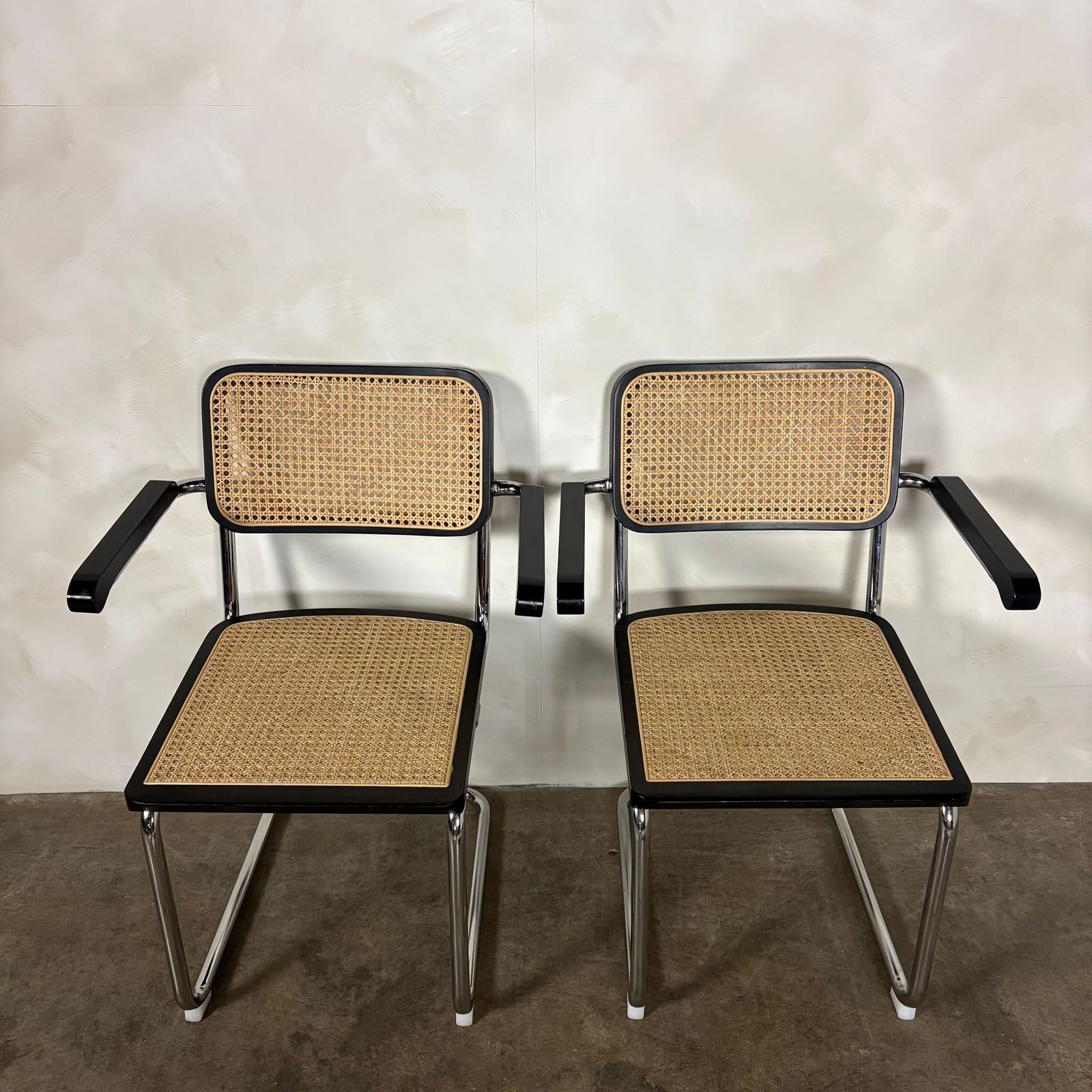 Four Black Cane Rattan Marcel Breuer Cesca Dining Chairs Mid Century Retro Mcm photo 895.0