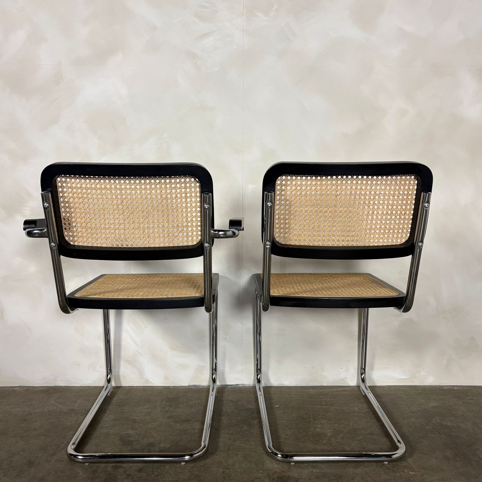 Four Black Cane Rattan Marcel Breuer Cesca Dining Chairs Mid Century Retro Mcm photo vintage
