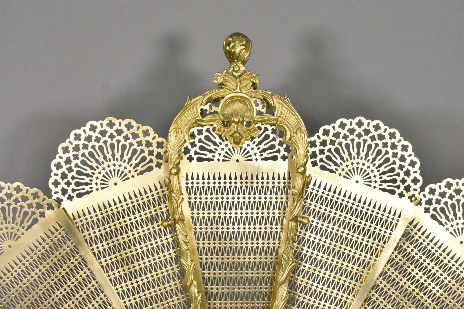 French Louis XV Transition Style Peacock Fan Shaped Fire Screen photo Home Fixtures