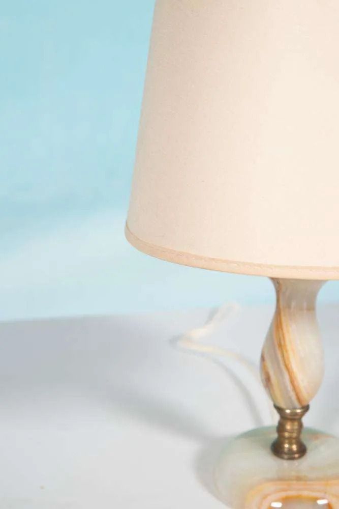 Boheemse Tafellamp Jaren 60/70, Regency Onyx Messing Tafellamp. photo 127.0