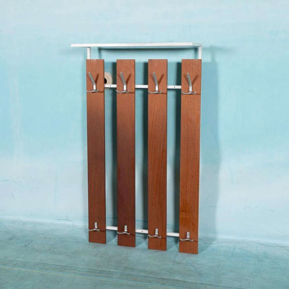 Vintage Hardhouten Kapstok, Minimalistische Mid Century Wandkapstok. photo furniture