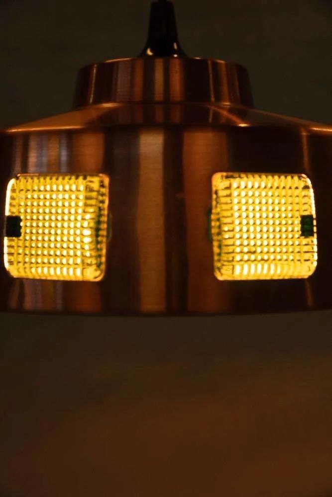Verlichting Space Age Gekleurde Glazen Hanglamp, Vintage Scandinavische Lamp. photo