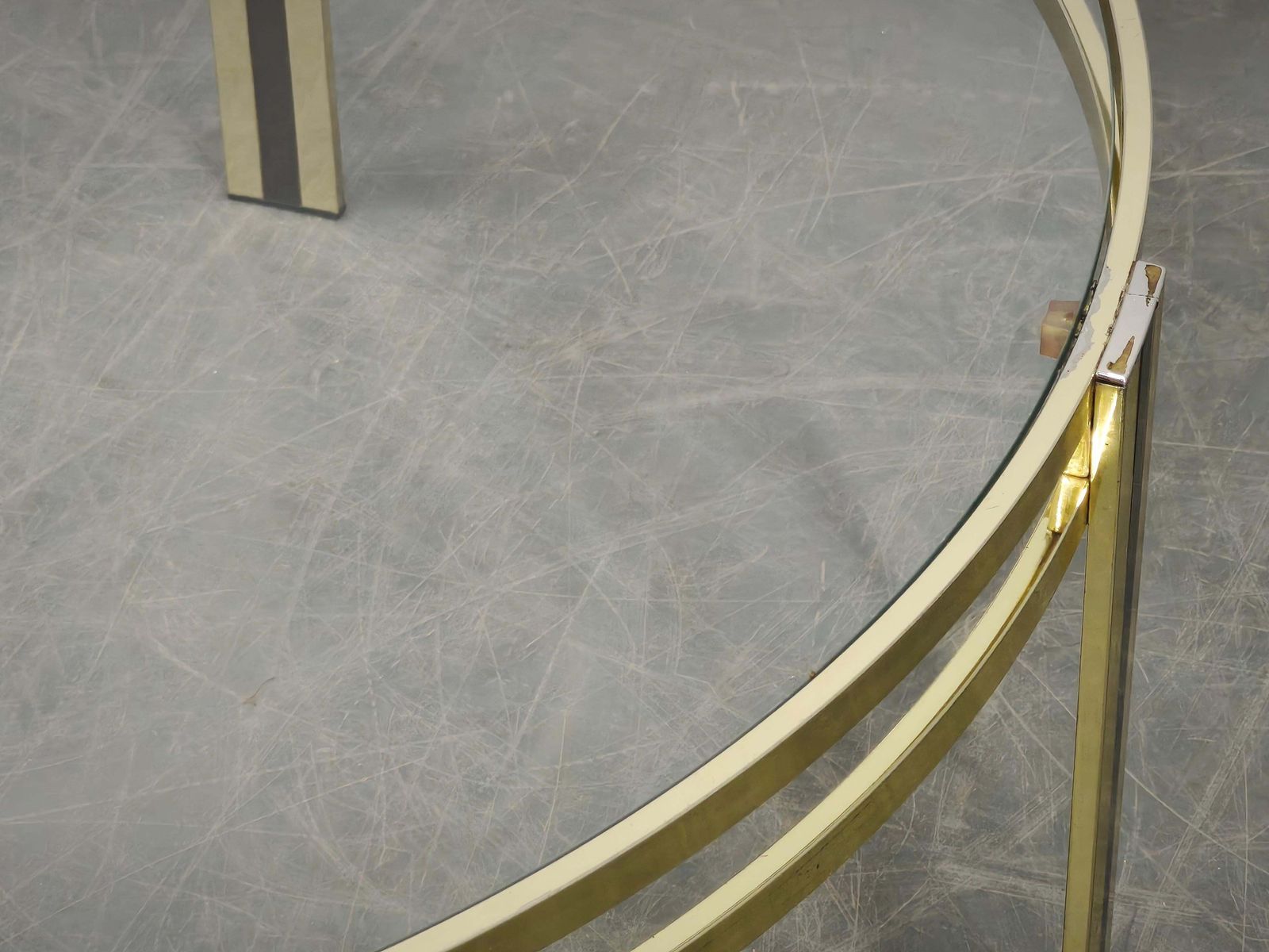 Italian Brass And Glass Round Coffee Table, 1970s photo Furniture