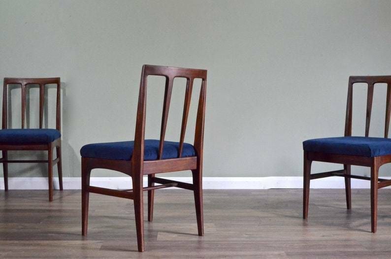 Stylish Set Of 4 Vintage Midcentury A. Younger Afromosia And Velvet Chairs. Delivery. Modern / Danish Style photo buy