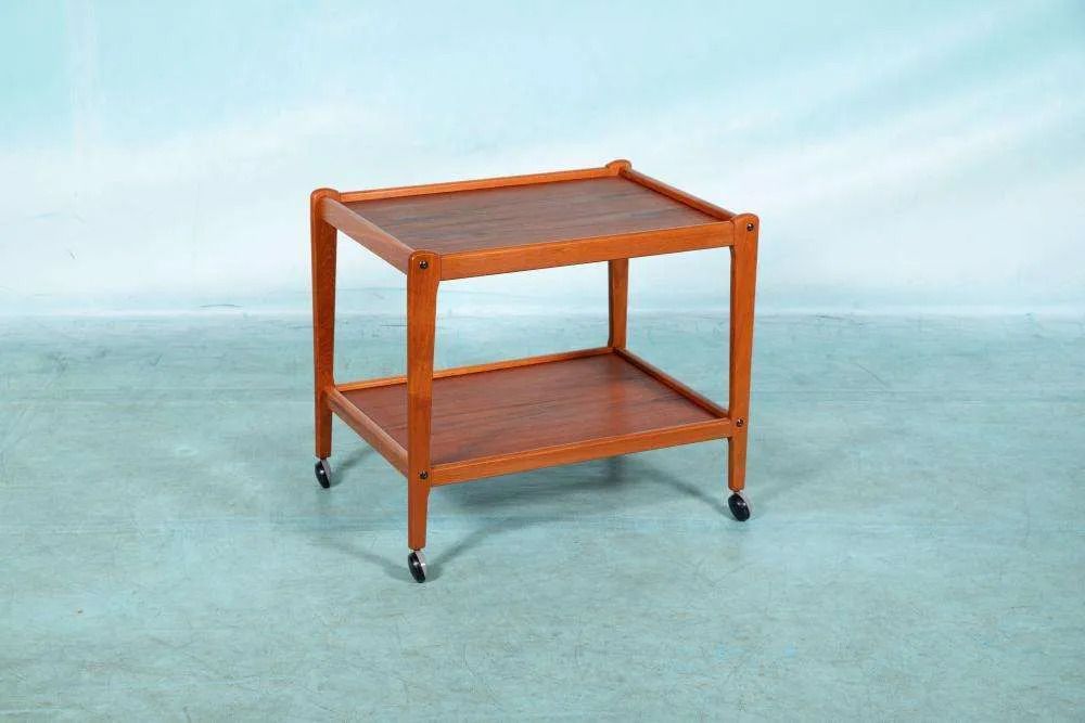 Minimalistisch Vintage Deens Design Serveerwagen Teak, Barcart. photo 495.0