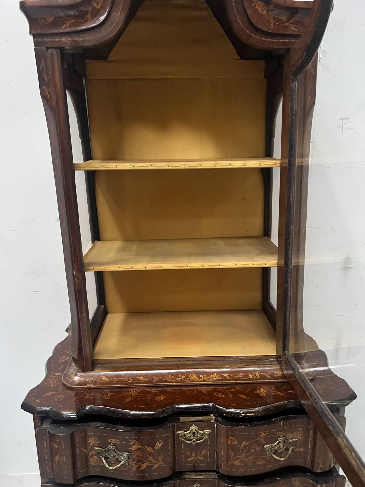 Dutch Display Cabinet In Two Sections, Made Of Marquetry Wood photo furniture
