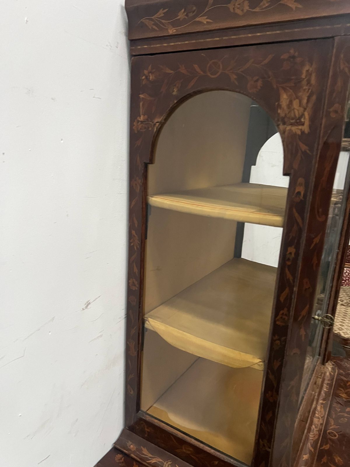 Dutch Display Cabinet In Two Sections, Made Of Marquetry Wood photo 2590.0