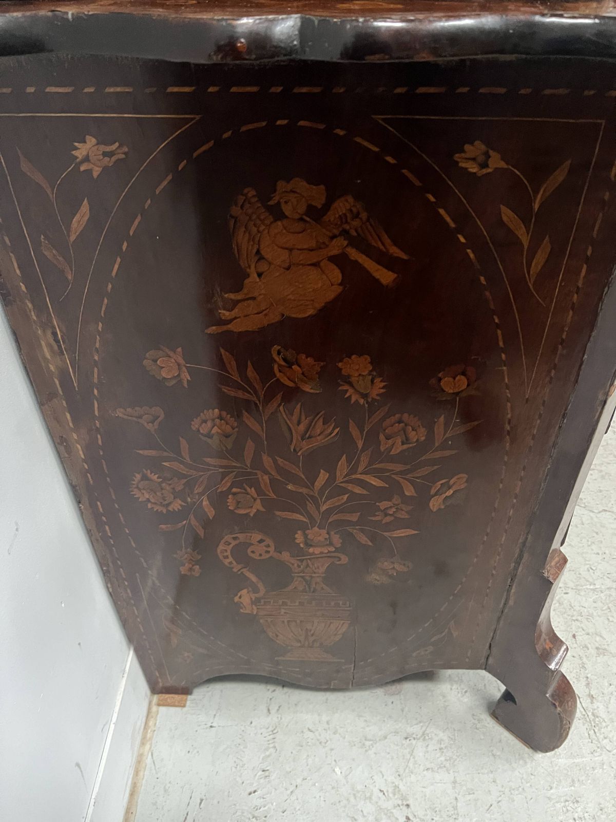 Dutch Display Cabinet In Two Sections, Made Of Marquetry Wood photo vinterior