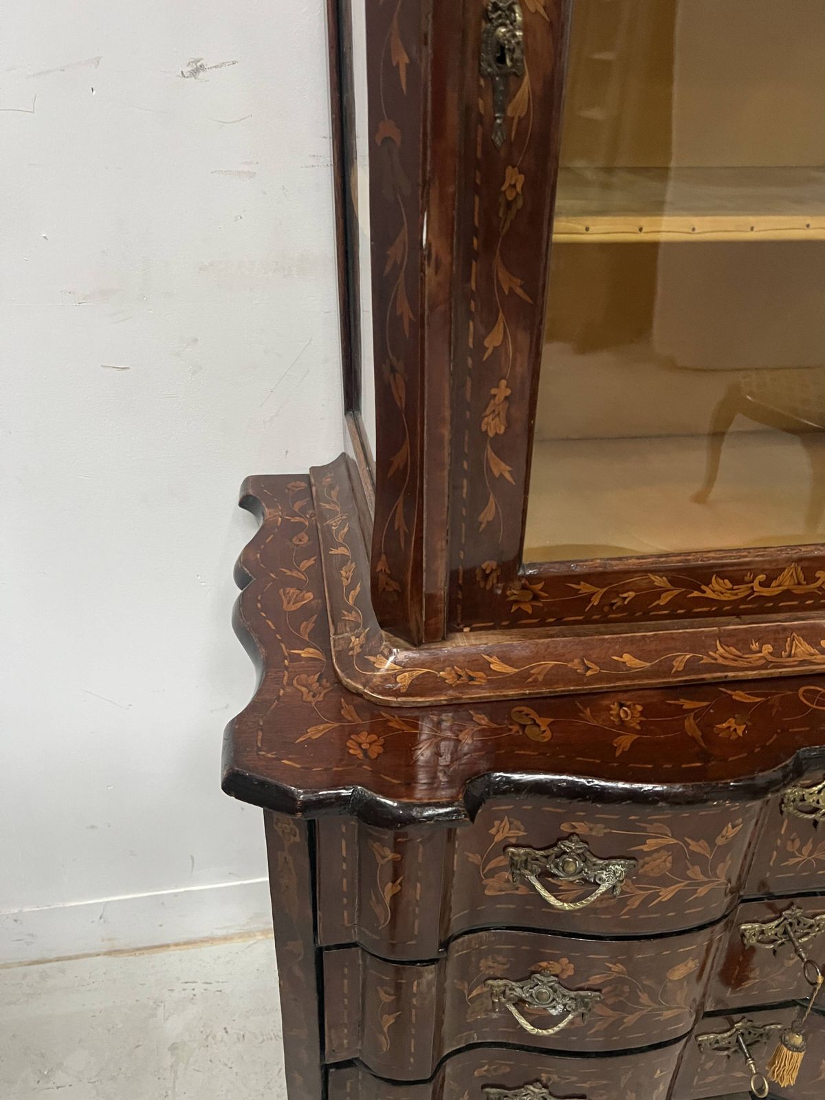 photo furniture Dutch Display Cabinet In Two Sections, Made Of Marquetry Wood