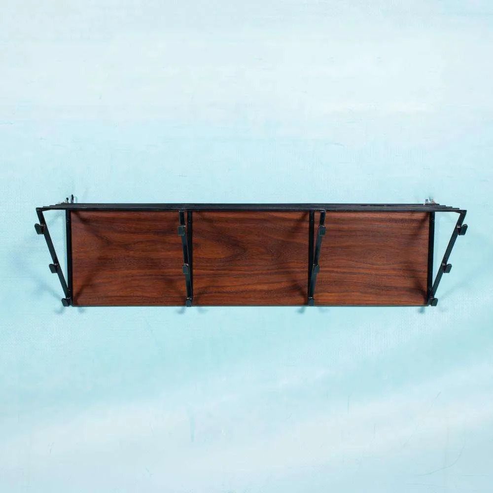 Midcentury Kapstok Teak & Zwart Metaal, Vintage Coat Rack. photo furniture