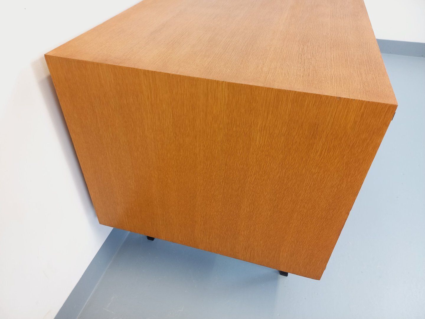 photo vinterior Jacques Hitier Modernist Desk In Oak And Metal