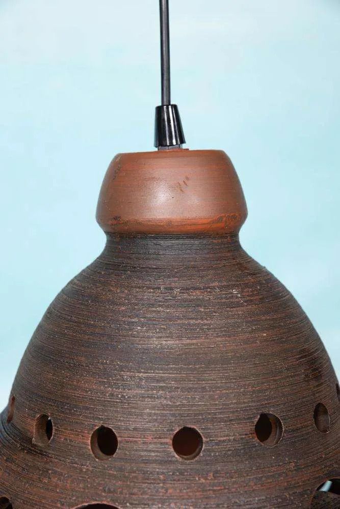 Japandi Keramische Hanglamp Ca. Jaren 1960/1970, Boho Vintage Lamp. photo for sale