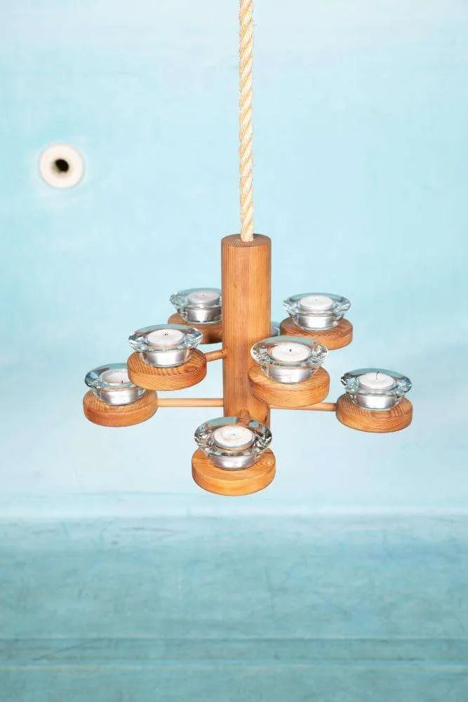 Bohemian Chandelier, Vintage Pine Nordic Chandelier photo Lighting