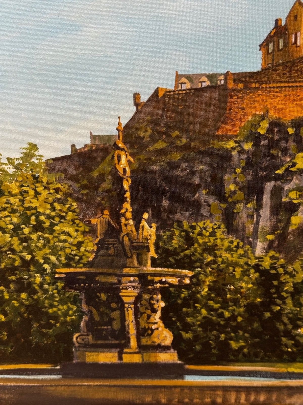 photo for sale 21st Century Painting Crown Of The Capital At Dawn Edinburgh Castle With The Ross Fountain