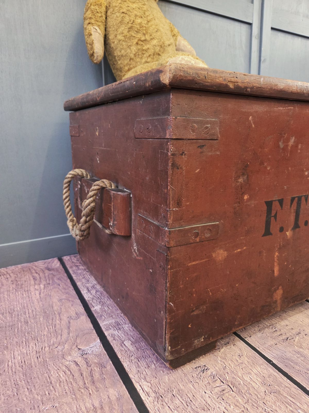 Early 20th Century Painted Pine Travel Chest photo furniture