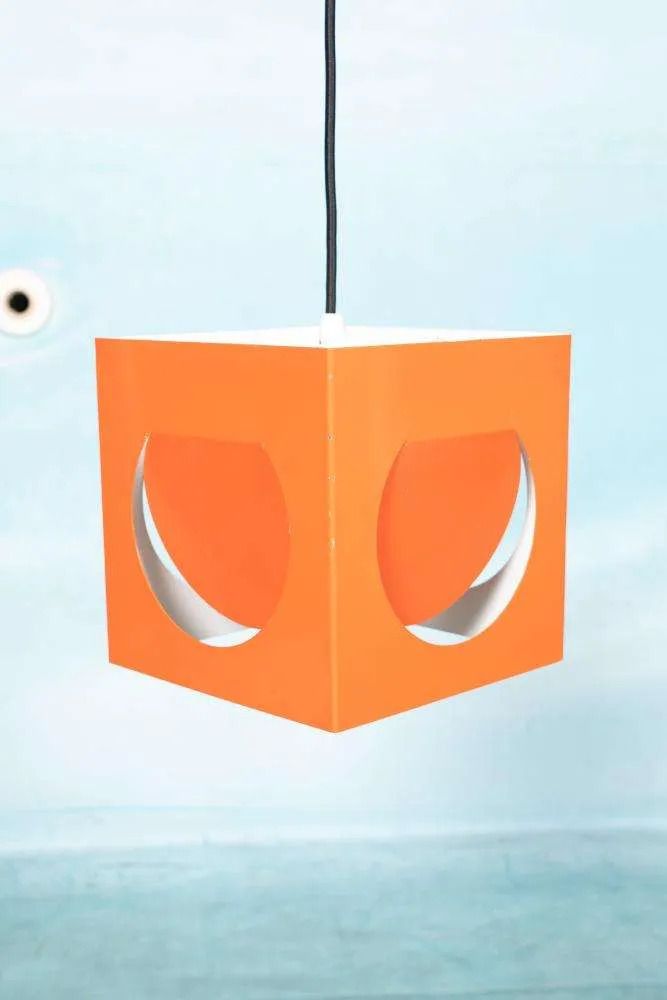 Space Age Finnish Design Hanging Lamp, 1960s Kubus Stockmann Orno. photo Lighting