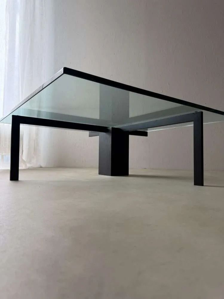 Metaform Kw1 Coffee Table Hank Kwint 1980s Glass Black Metal photo 925.0