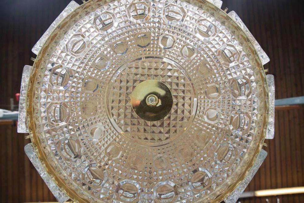 956.0 Vintage Design Hanging Lamp Orrefors Sweden, Carl Fagerlund. photo